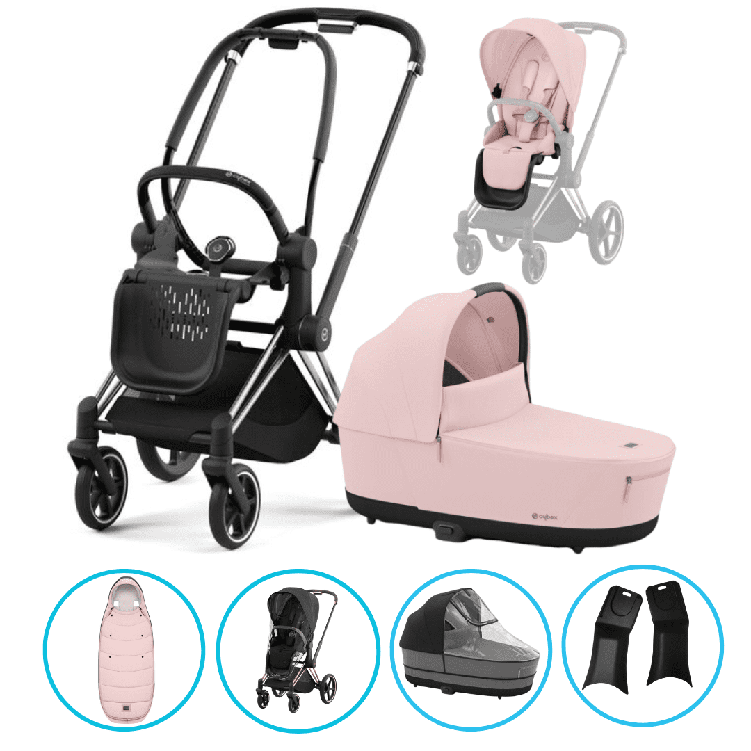 CYBEX PRIAM Kombikinderwagen Chrome Schwarz/Peach Pink inkl. CYBEX Platinum Fußsack Peach Pink – Entdecke den Cybex PRIAM 4 Kombikinderwagen Chrome Schwarz/Peach Pink inkl. CYBEX Platinum Fußsack Peach Pink: Komfort, Sicherheit und Stil für dein Baby – ideal für Alltag & Winterspaziergänge.