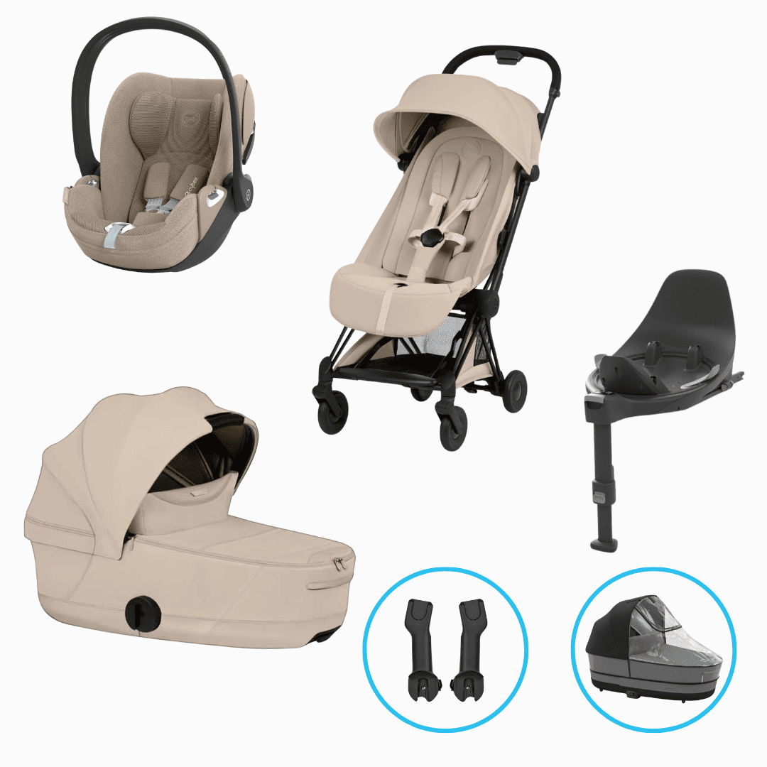 Cybex Coya Style 6in1 Kinderwagen Set Matt Black/Cozy Beige inkl. Cloud T Plus Cozy Beige und Base T