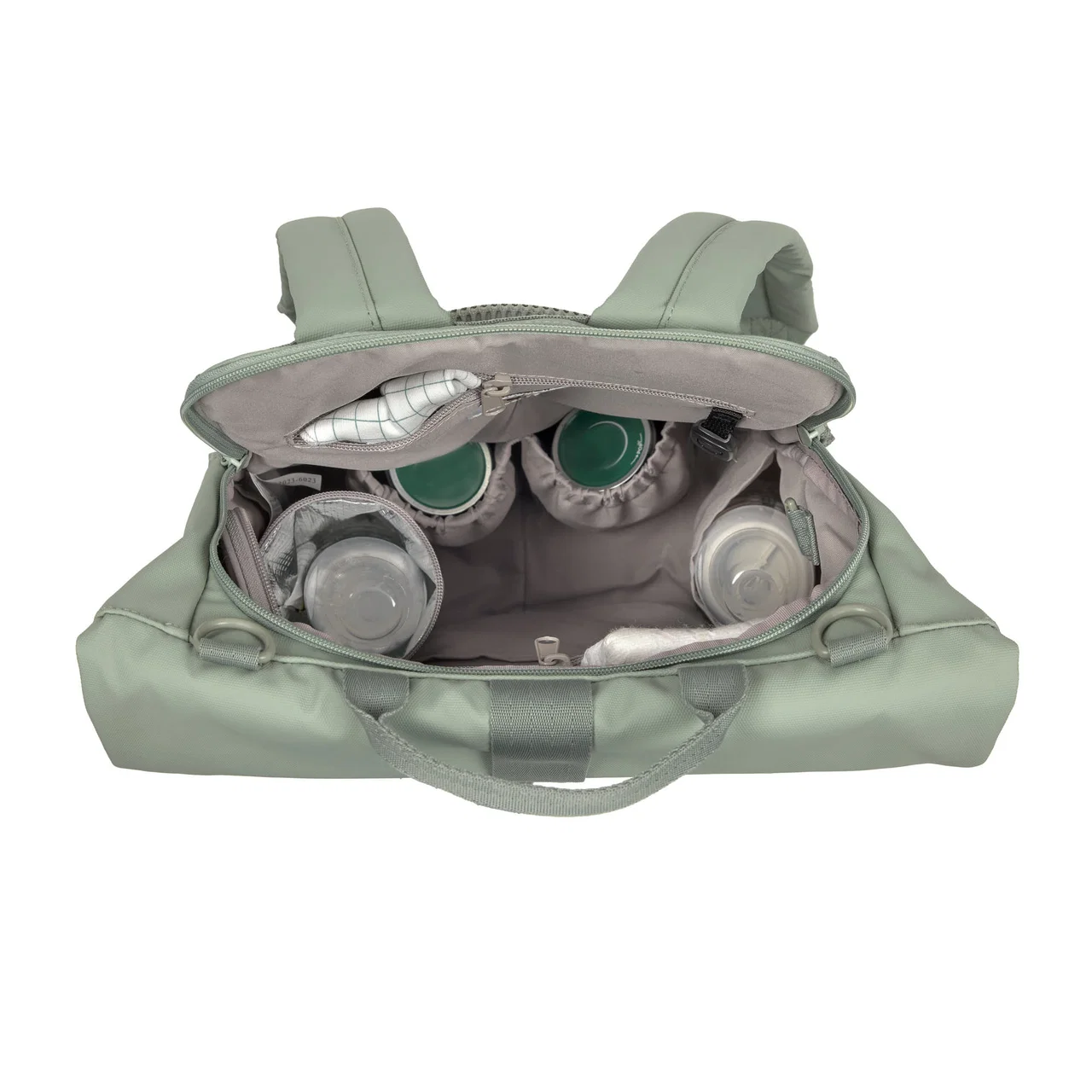 Lässig Wickelrucksack - Rolltop Backpack Silbergrün