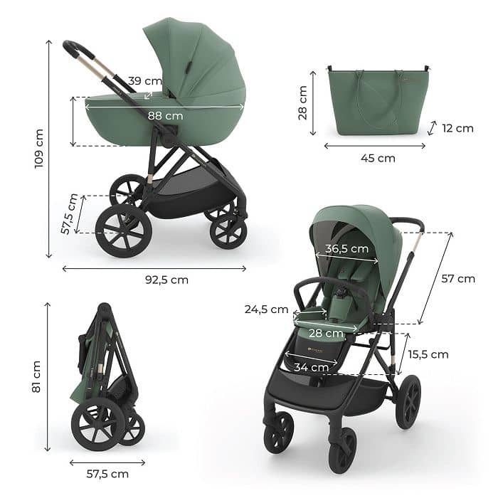 Kinderkraft PRIME 3 Kombikinderwagen 3in1 - Dunkelgrün