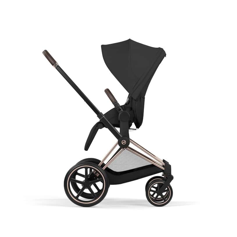 Cybex Priam Komfort Kinderwagen Set 4in1 Rosegold / Sepia Black inkl. Cloud T Plus Sepia Black und Base T