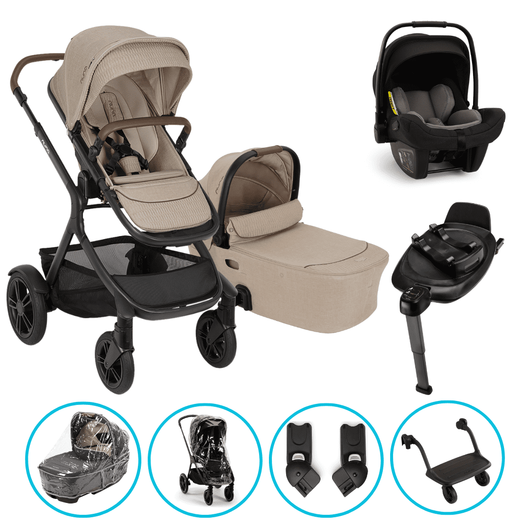 Nuna DEMI Next 4in1 Kinderwagen Set Cosmopolitan inkl. Pipa Next Caviar-Cocolate, Base Next und Riderboard