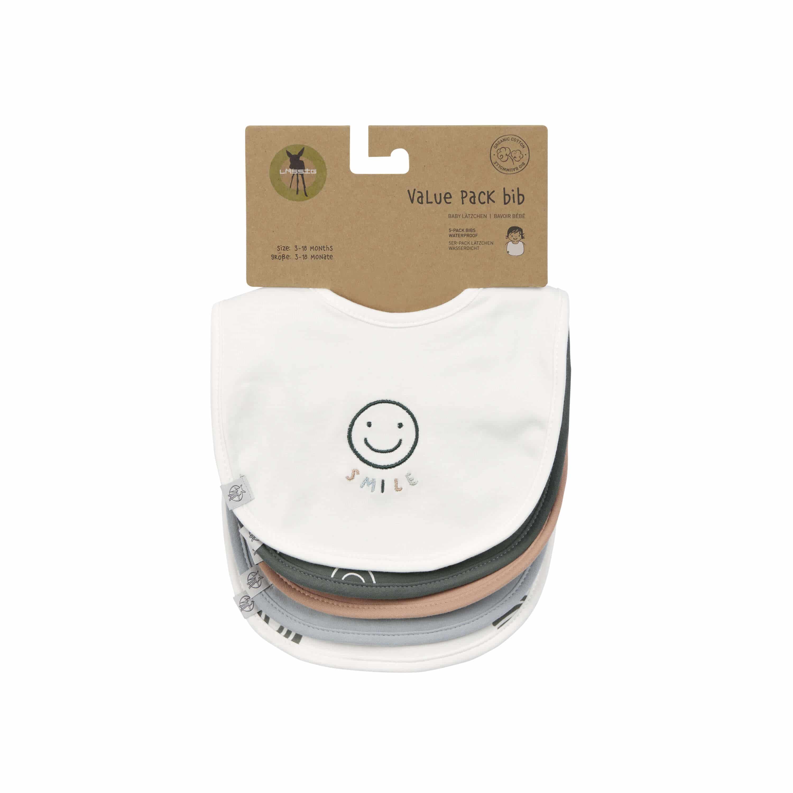 Lässig - Lätzchen Tiny Smile, Beige (5 Stk) Lässig - Lätzchen Tiny Smile, Beige (5 Stk)