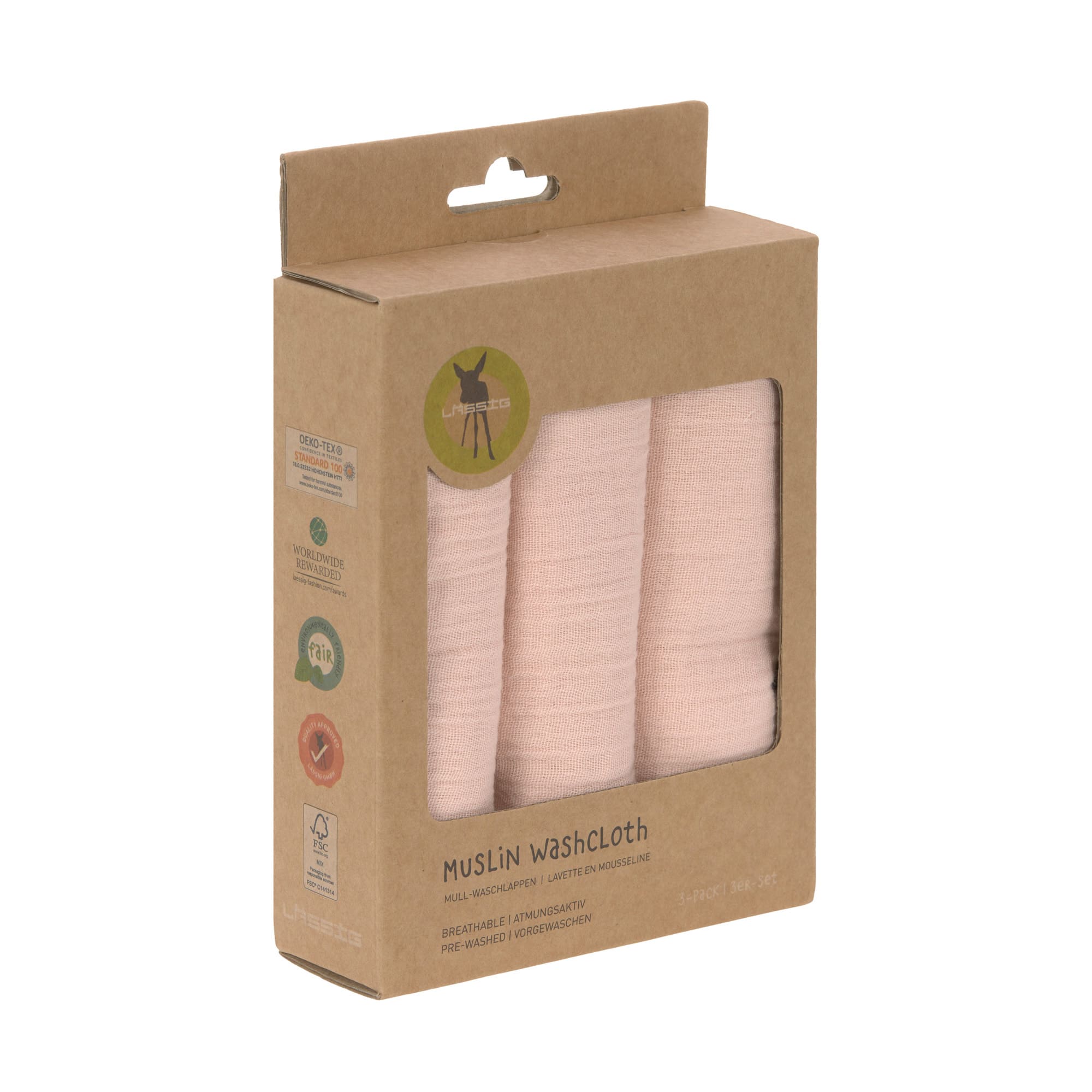 Lässig Waschlappen aus Mull (3 Stk) - Muslin Washcloth