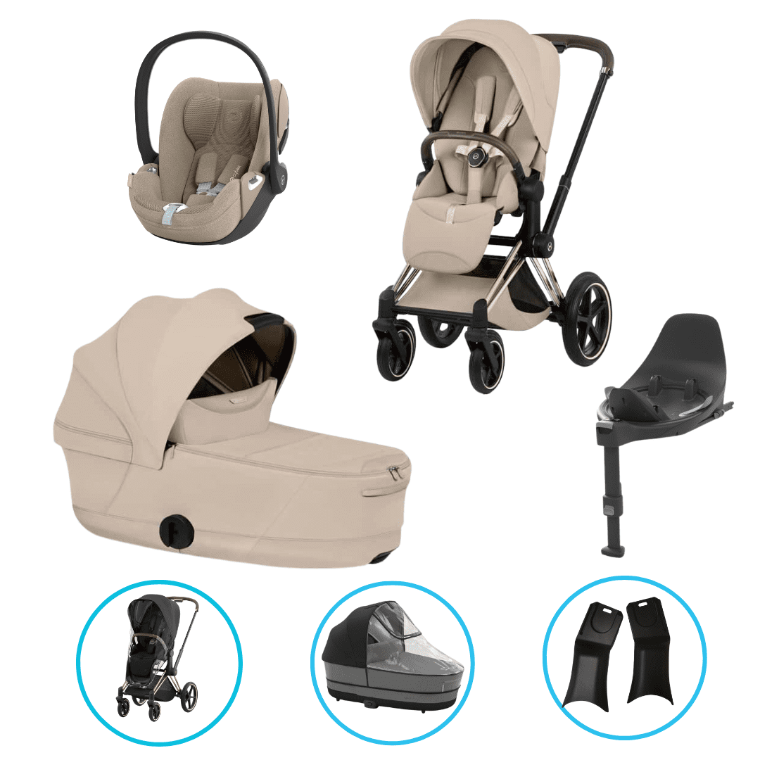  Cybex Priam Style Kinderwagen Set 7in1 Rosegold / Cozy Beige inkl. Cloud T Plus Cozy Beige und Base T