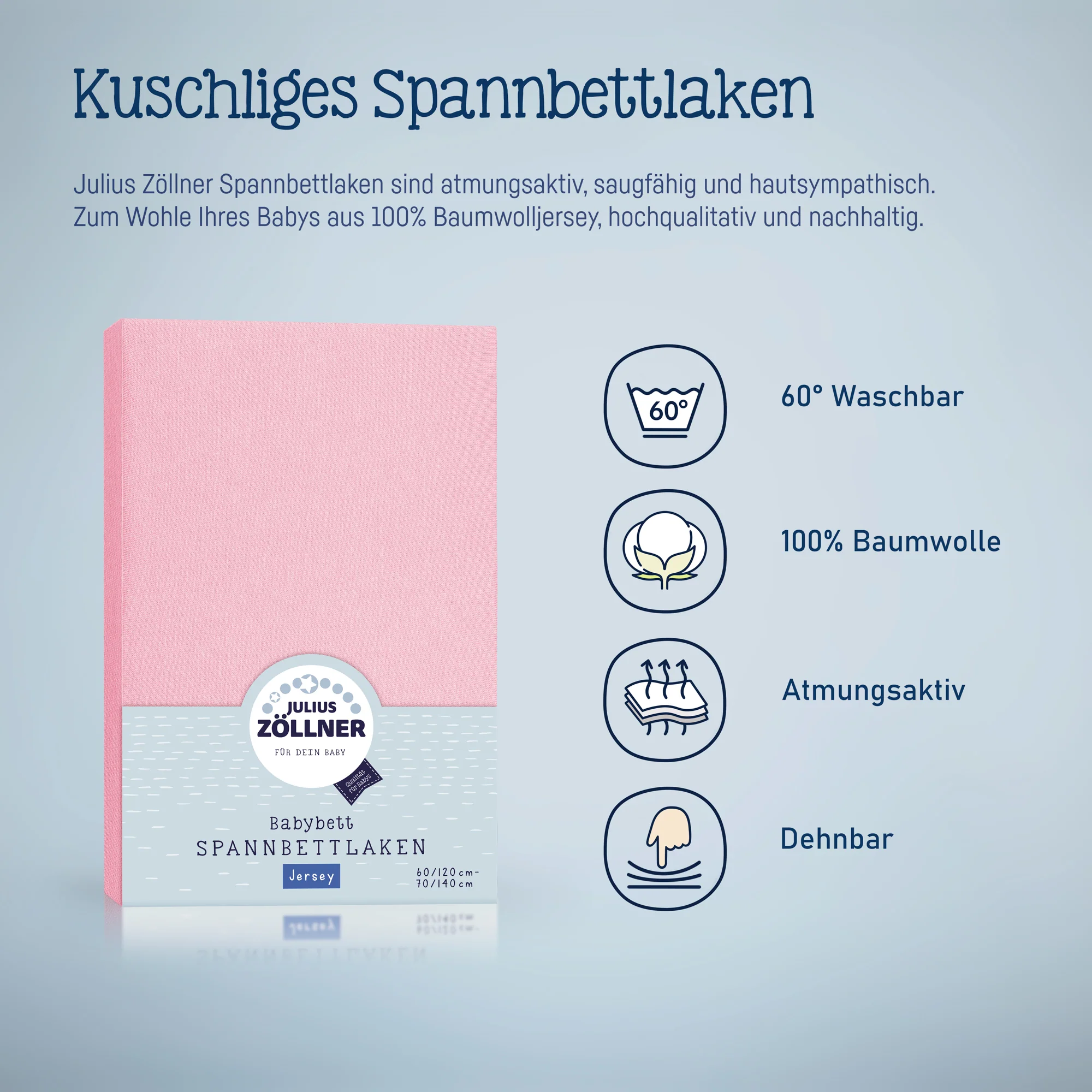 Zöllner Jersey Spannbetttuch Wiege/Stubenwagen 90/40 - rosa Zöllner Jersey Spannbetttuch Wiege/Stubenwagen 90/40 - rosa