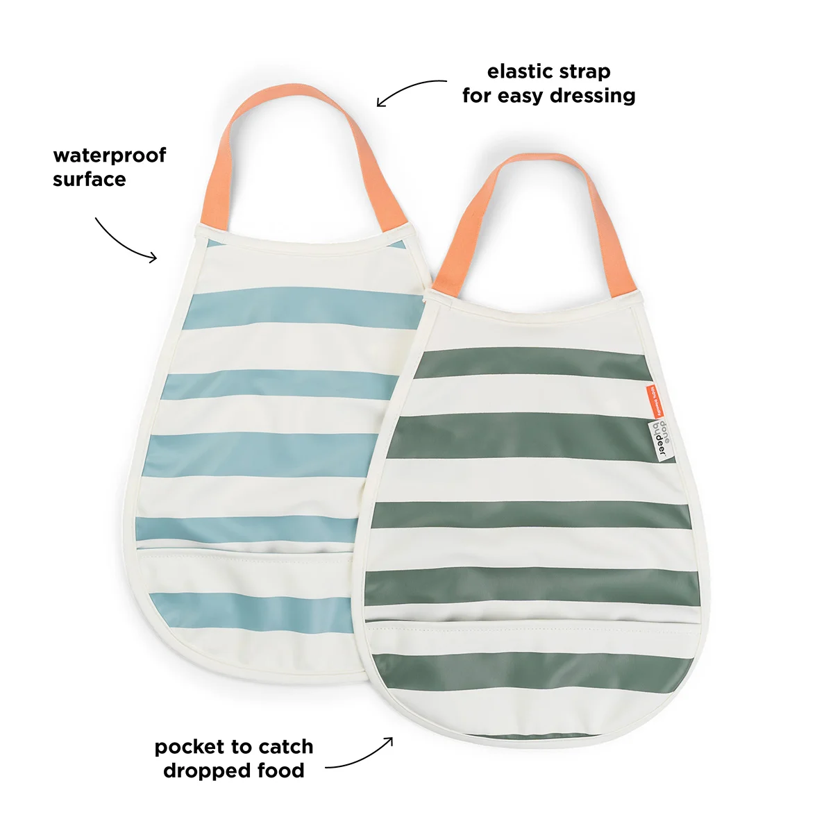 Done by Deer Lätzchen 2er Pack Stripes Blue