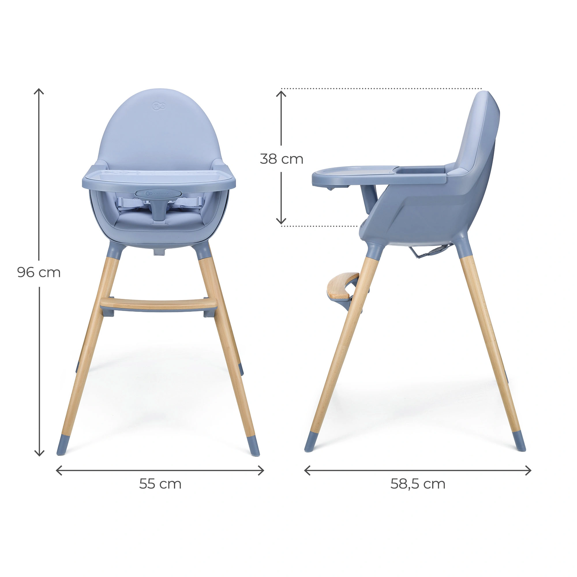 Kinderkraft Hochstuhl 2in1 FINI 2 Grau