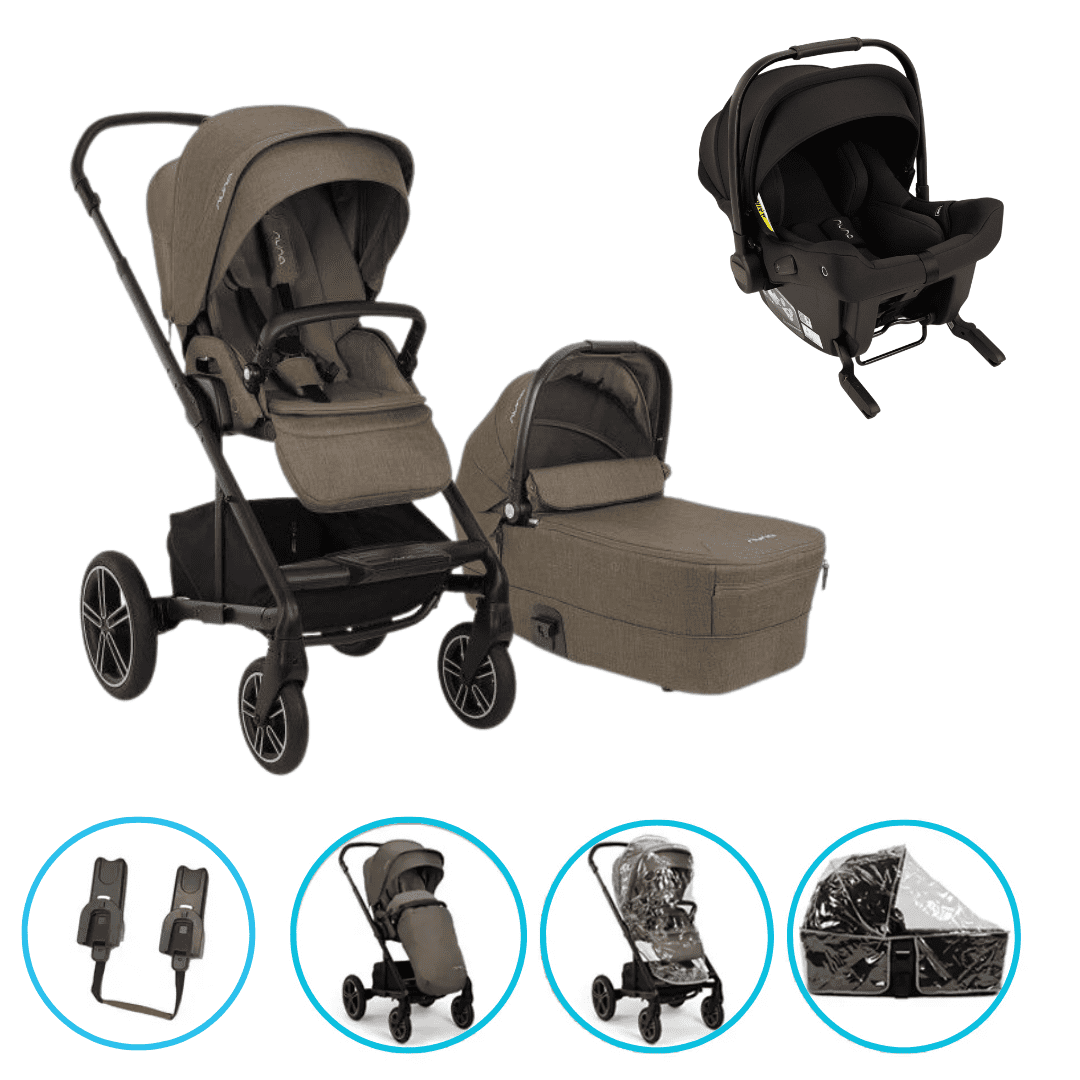 Nuna MIXX next 3in1 Kinderwagen Set Pistachio inkl. Pipa Urbn Caviar-Chocolate und gratis Zubehör