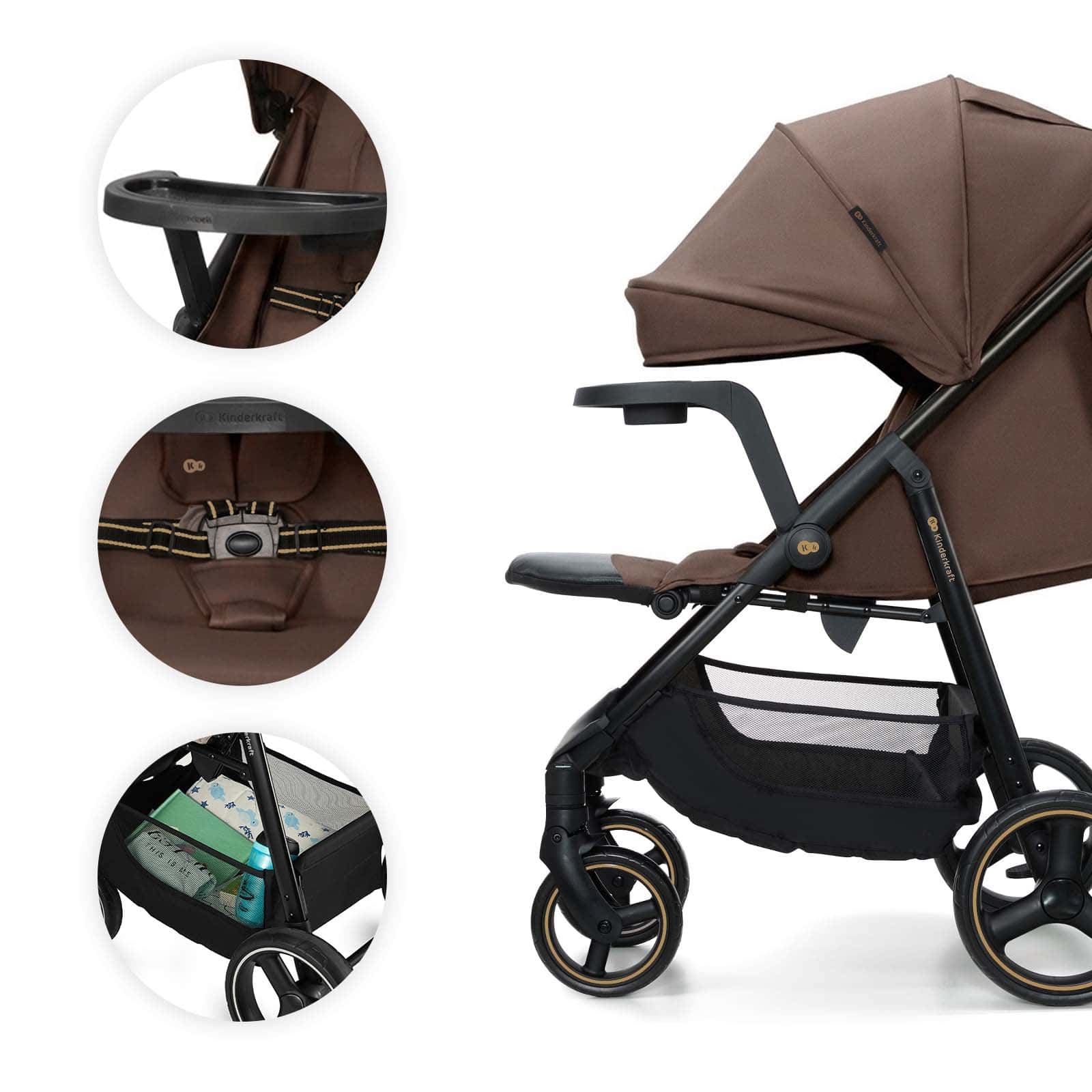 Kinderkraft Buggy TRIG 3 mit Tablett Braun