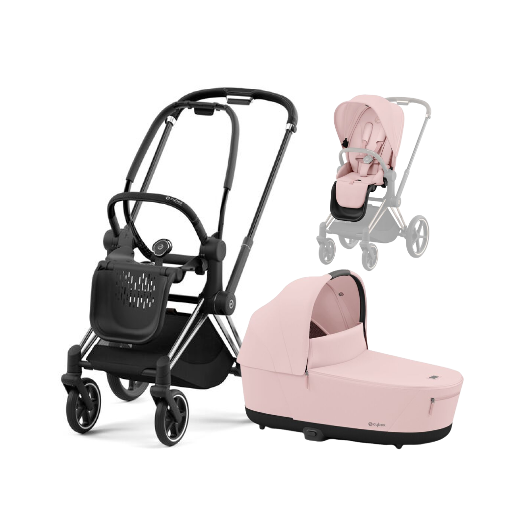 CYBEX PRIAM Kombikinderwagen chrome schwarz peach pink CYBEX PRIAM Kombikinderwagen chrome schwarz peach pink