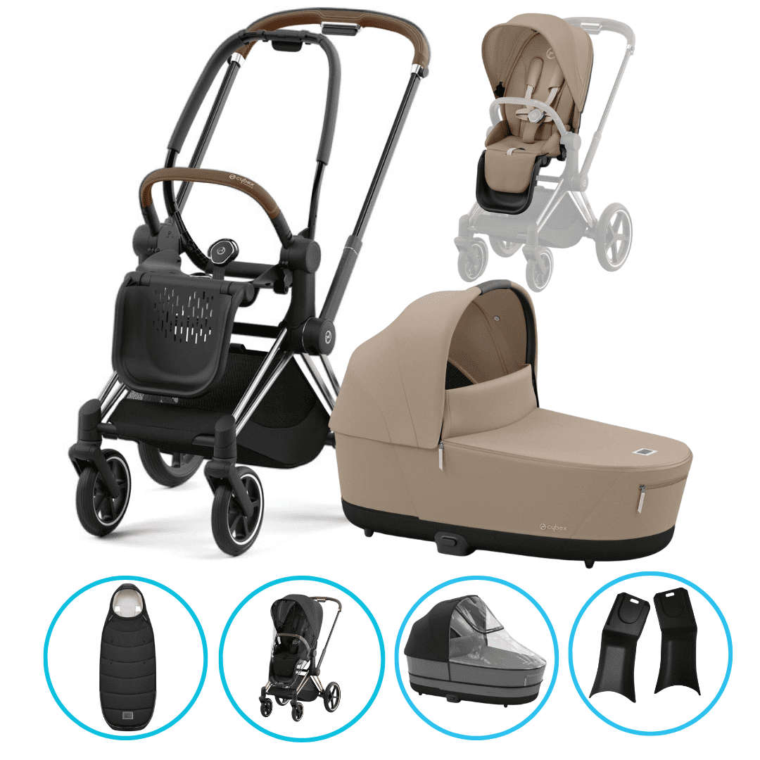 CYBEX PRIAM Kombikinderwagen Chrome Braun/Cozy Beige inkl. CYBEX Platinum Fußsack Sepia Black – Entdecke den Cybex PRIAM 4 Kombikinderwagen Chrome Braun/Cozy Black inkl. CYBEX Platinum Fußsack Sepia Black: Komfort, Sicherheit und Stil für dein Baby – ideal für Alltag & Winterspaziergänge.
