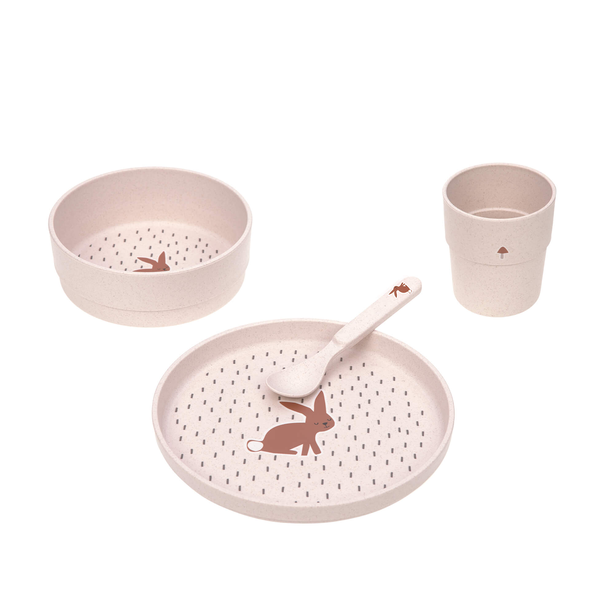 Kindergeschirr Set (Teller – Schüssel – Becher – Löffel)