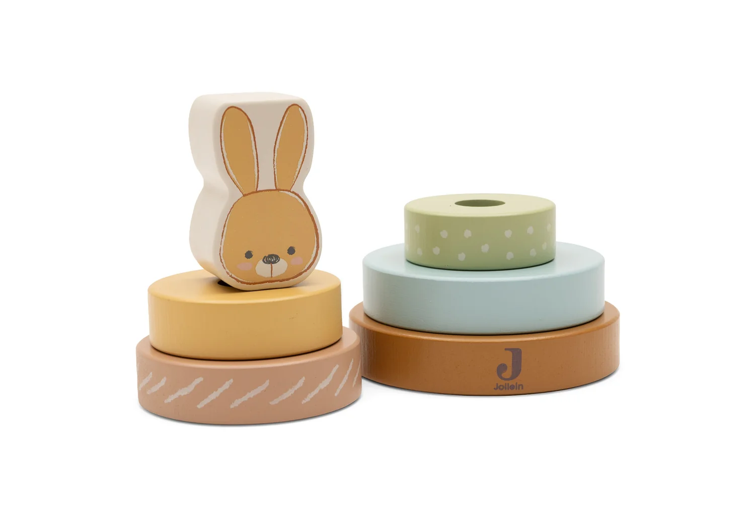 Jollein Holz-Stapelturm mit Ringen Bunny Luz