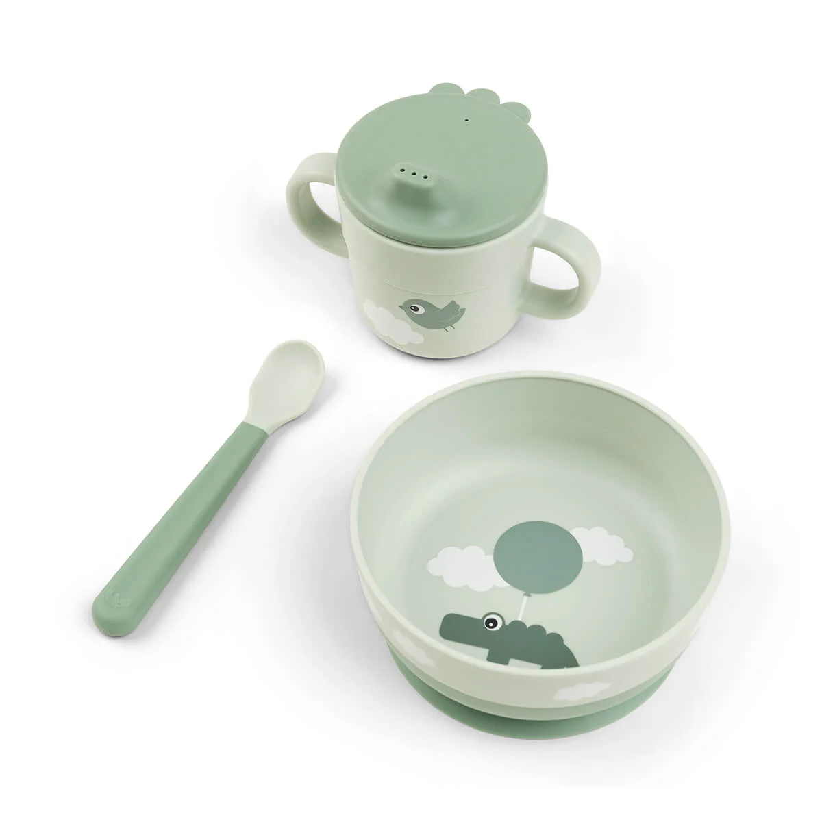 Done by Deer Geschirr Set happy clouds - green Done by Deer Geschirr Set happy clouds - green