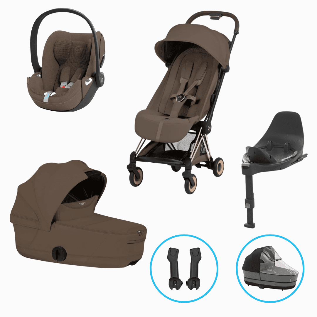 Cybex Coya Style 6in1 Kinderwagen Set Rosegold/Coconut Brown inkl. Cloud T Plus Coconut Brown und Base T