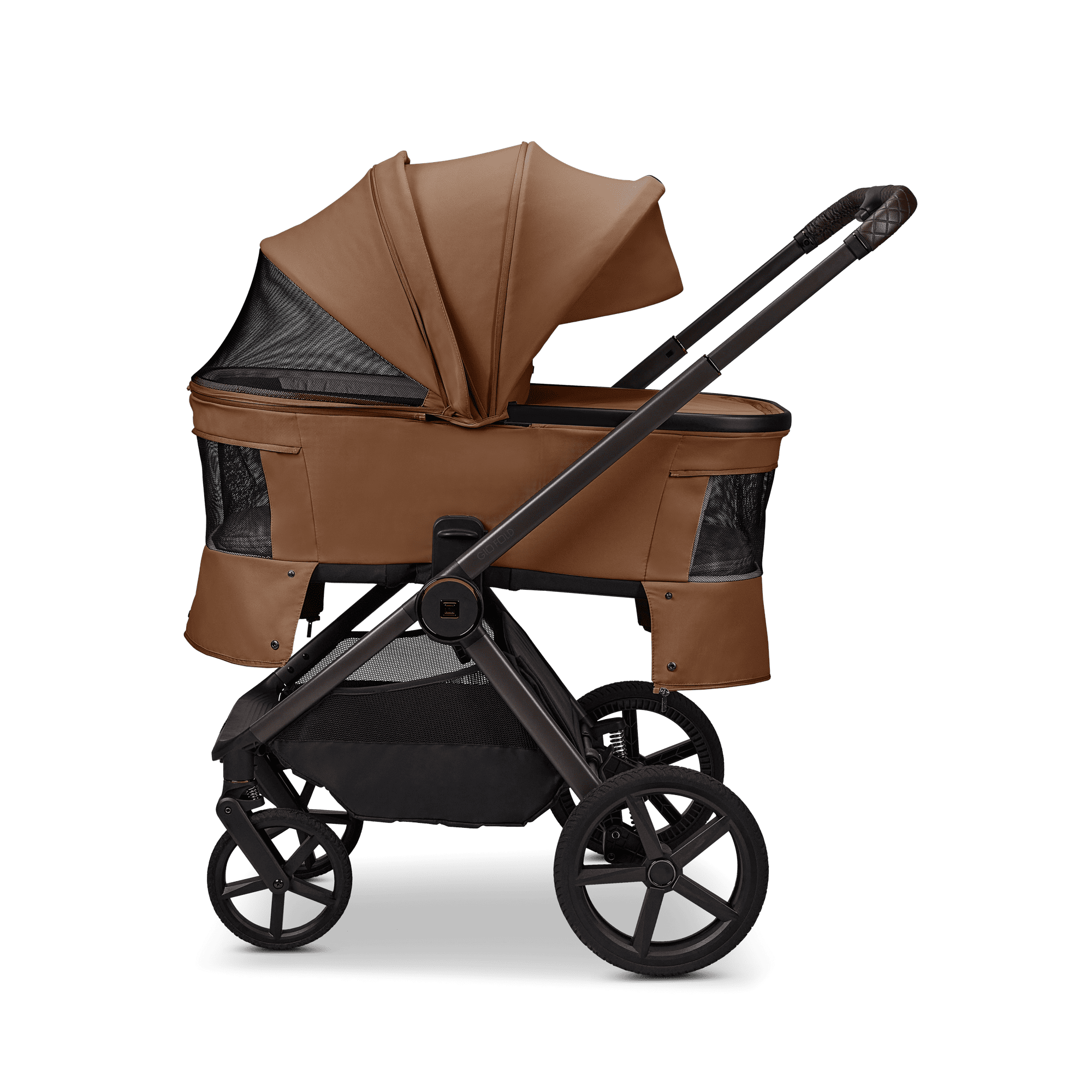 Moon GIO Fold Kombikinderwagen Cognac mit Lightweight-Rädern