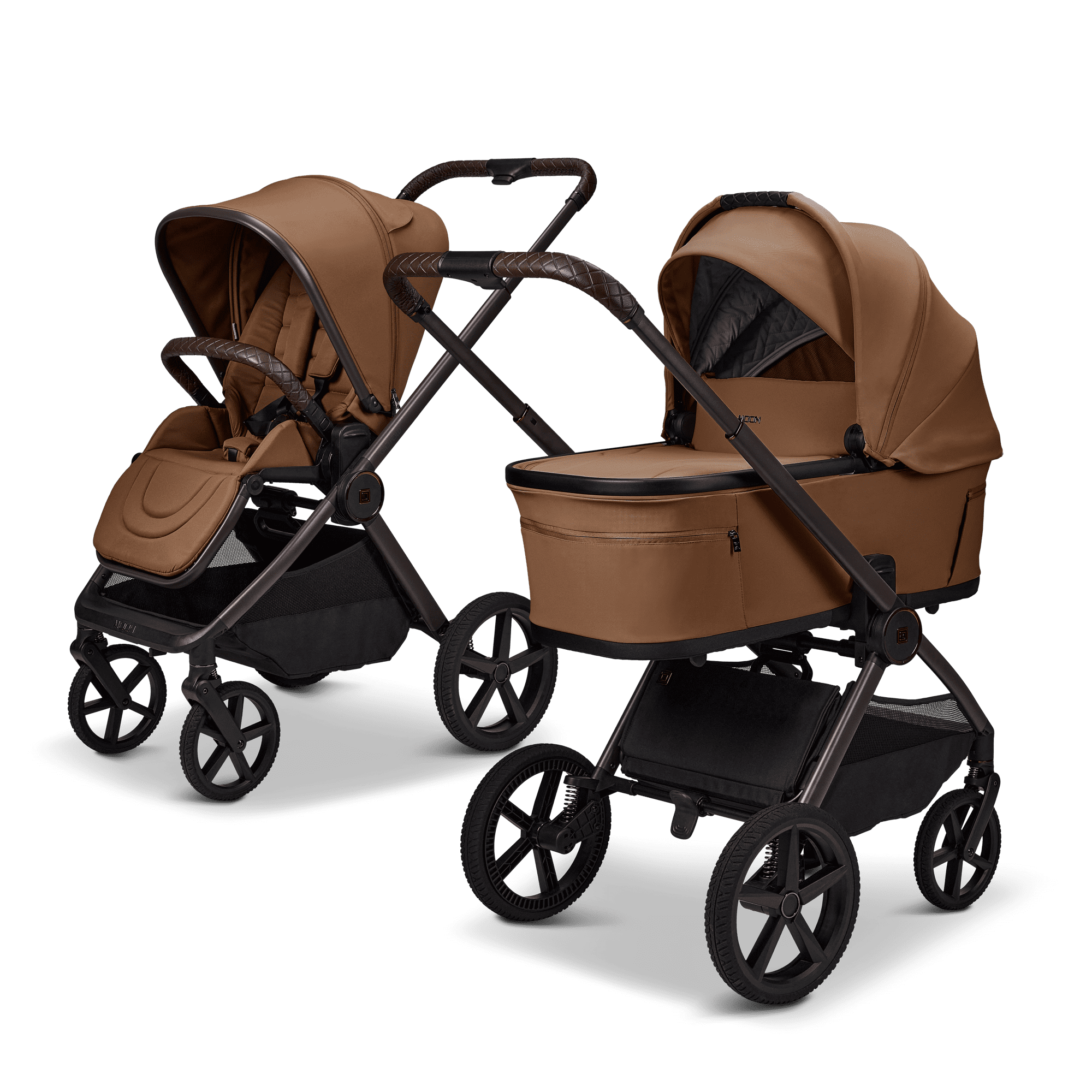 Moon GIO Fold Kombikinderwagen Cognac mit Lightweight-Rädern