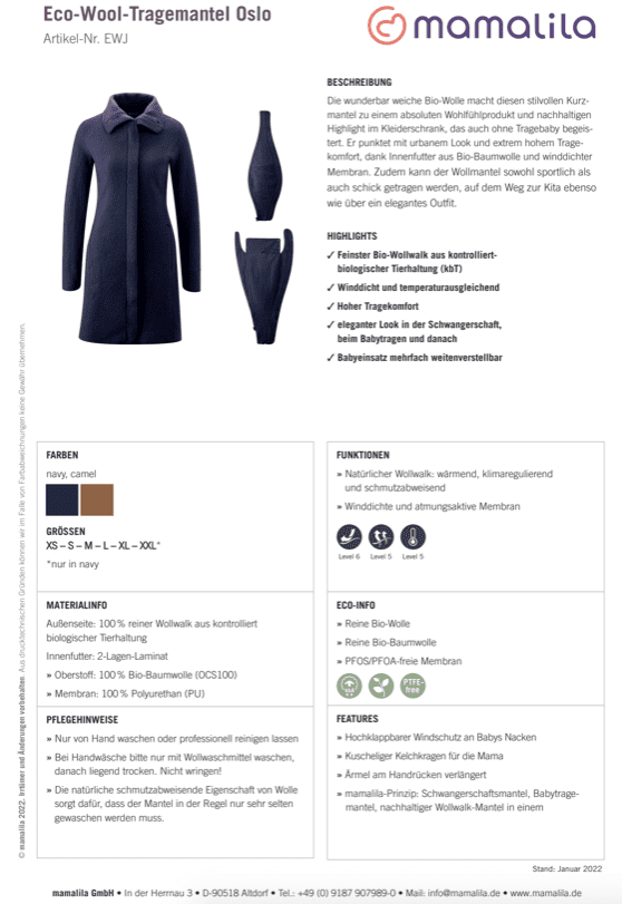 mamalila Eco-Woll-Tragemantel Oslo - camel uni L mamalila Eco-Woll-Tragemantel Oslo - camel uni L