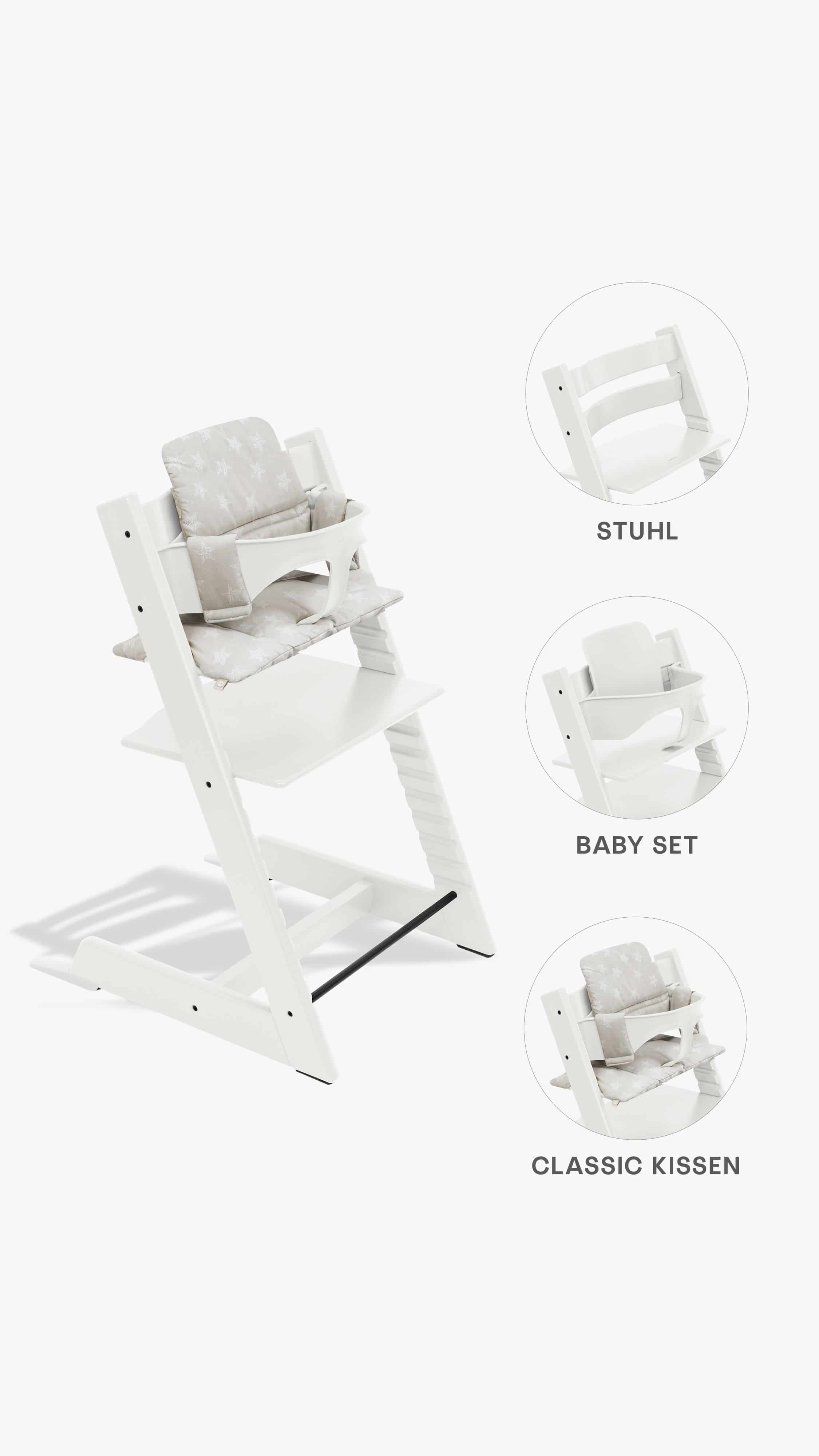 Stokke Tripp Trapp Hochstuhl + Baby-Set 2 und Sitzkissen White/Star Silver – Entdecke den Stokke Tripp Trapp Hochstuhl mit Baby Set 2 & Kissen White/Star Silver bei babybrands.de. Ergonomisch, bequem & mitwachsend. Jetzt im günstigen Bundle shoppen! Stokke Tripp Trapp Hochstuhl + Baby-Set 2 und Sitzkissen White/Star Silver – Entdecke den Stokke Tripp Trapp Hochstuhl mit Baby Set 2 & Kissen White/Star Silver bei babybrands.de. Ergonomisch, bequem & mitwachsend. Jetzt im günstigen Bundle shoppen!