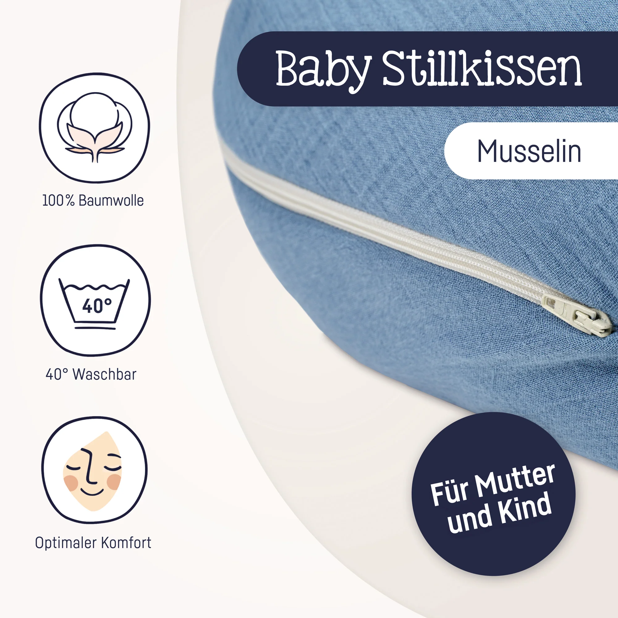 personalisiertes Stillkissen Musselin - Zöllner