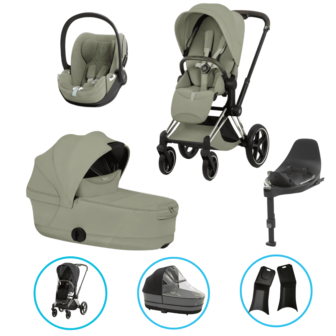  Cybex Priam Style Kinderwagen Set 7in1 Rosegold / Sage Green inkl. Cloud T Plus Sage Green und Base T