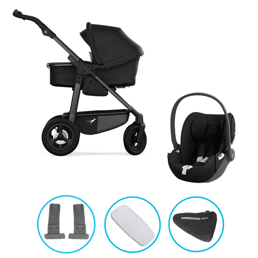 TFK Mono 4 3in1 Kinderwagen Set Schwarz mit CYBEX Cloud T i-Size Sepia Black & TFK Mono Adapter
