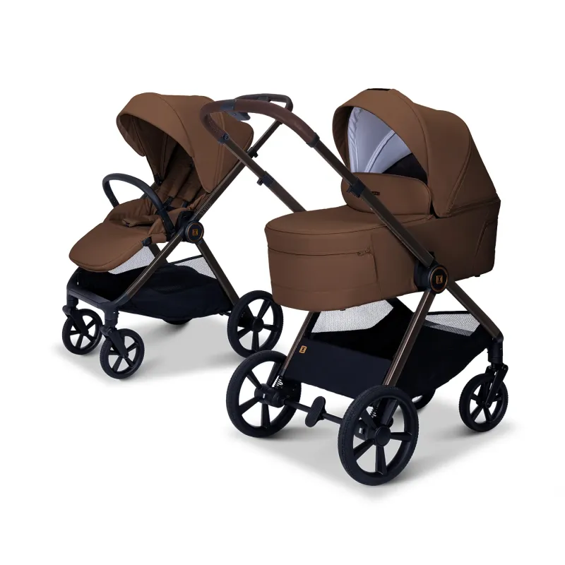Moon STYLO 5in1 Kombikinderwagen-Set Cognac inkl. Wickeltasche, Regenverdeck und Adaptern