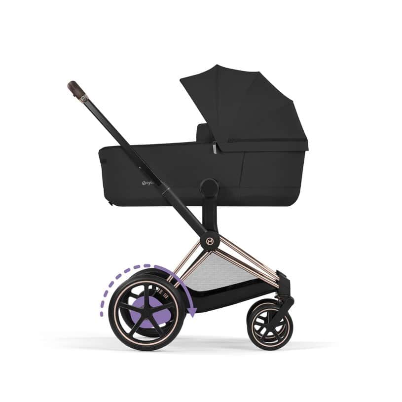 Cybex e-Priam Komfort Kinderwagen Set 4in1 Rosegold / Sepia Black inkl. Cloud T Plus Sepia Black und Base T