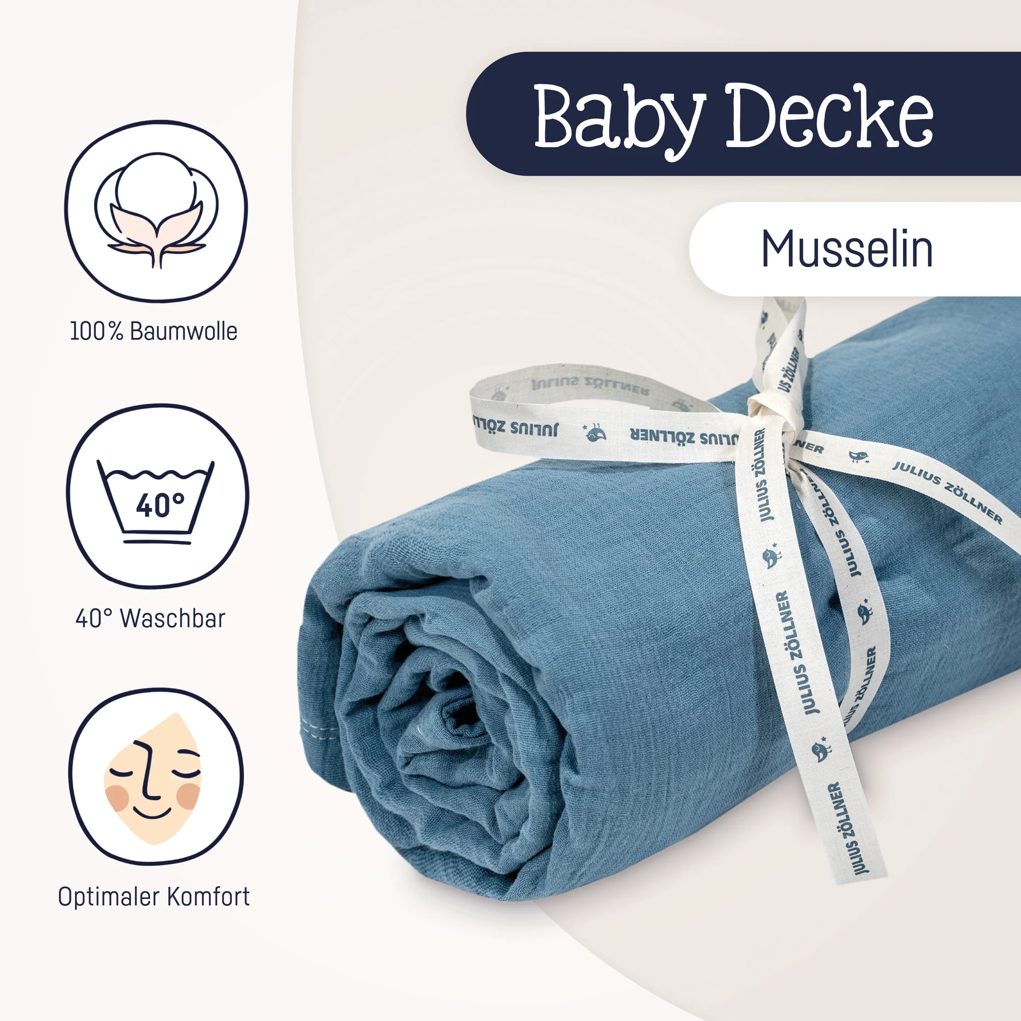Zöllner Kuscheldecke Musselin blau Zöllner Kuscheldecke Musselin blau