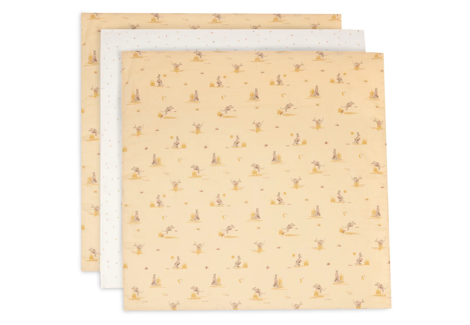 Jollein Spucktuch 3er Pack 70×70 cm Kangaroots Jollein Spucktuch 3er Pack 70×70 cm Kangaroots