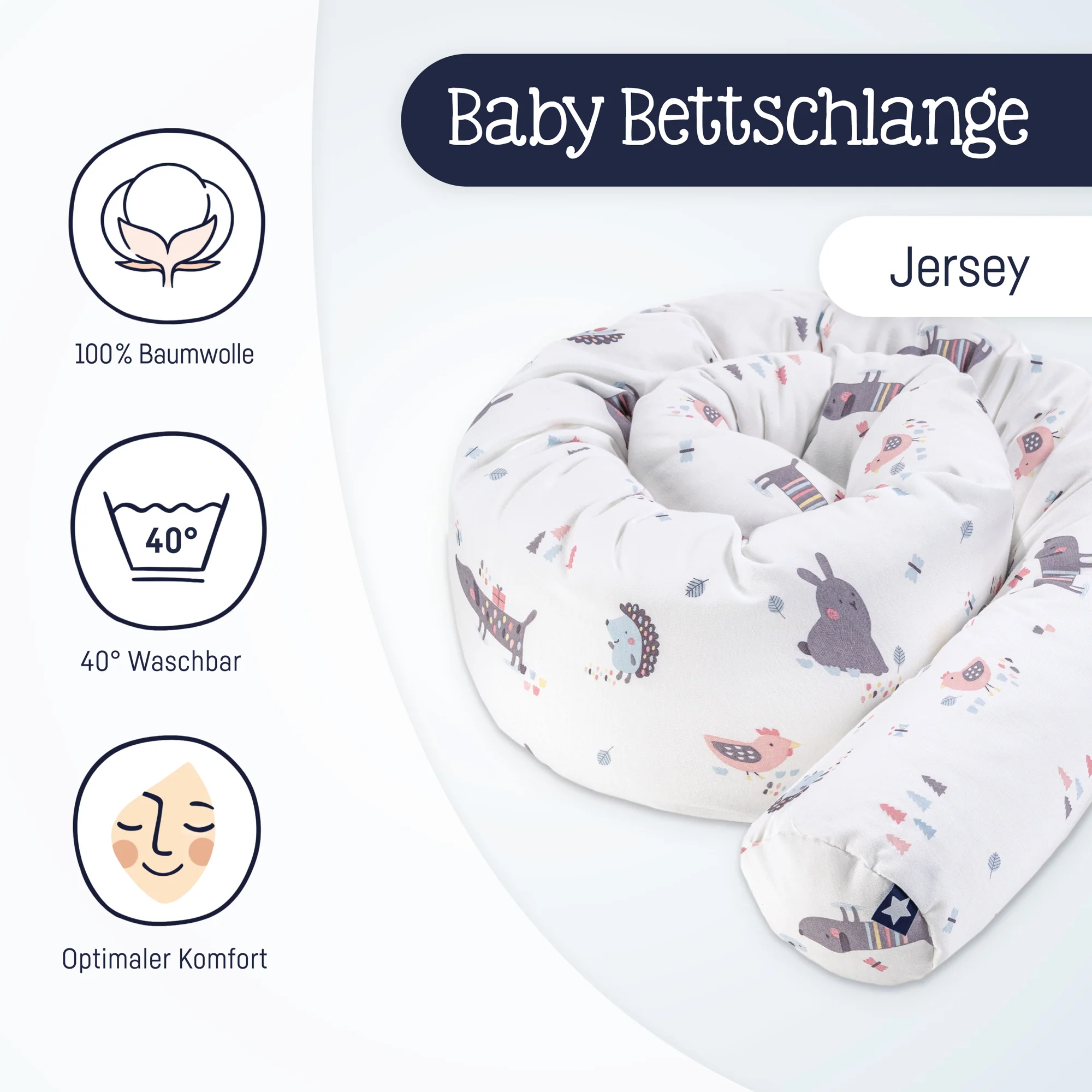 personalisierte Bettschlange Jersey Cotton 180cm mit Namen - Zöllner