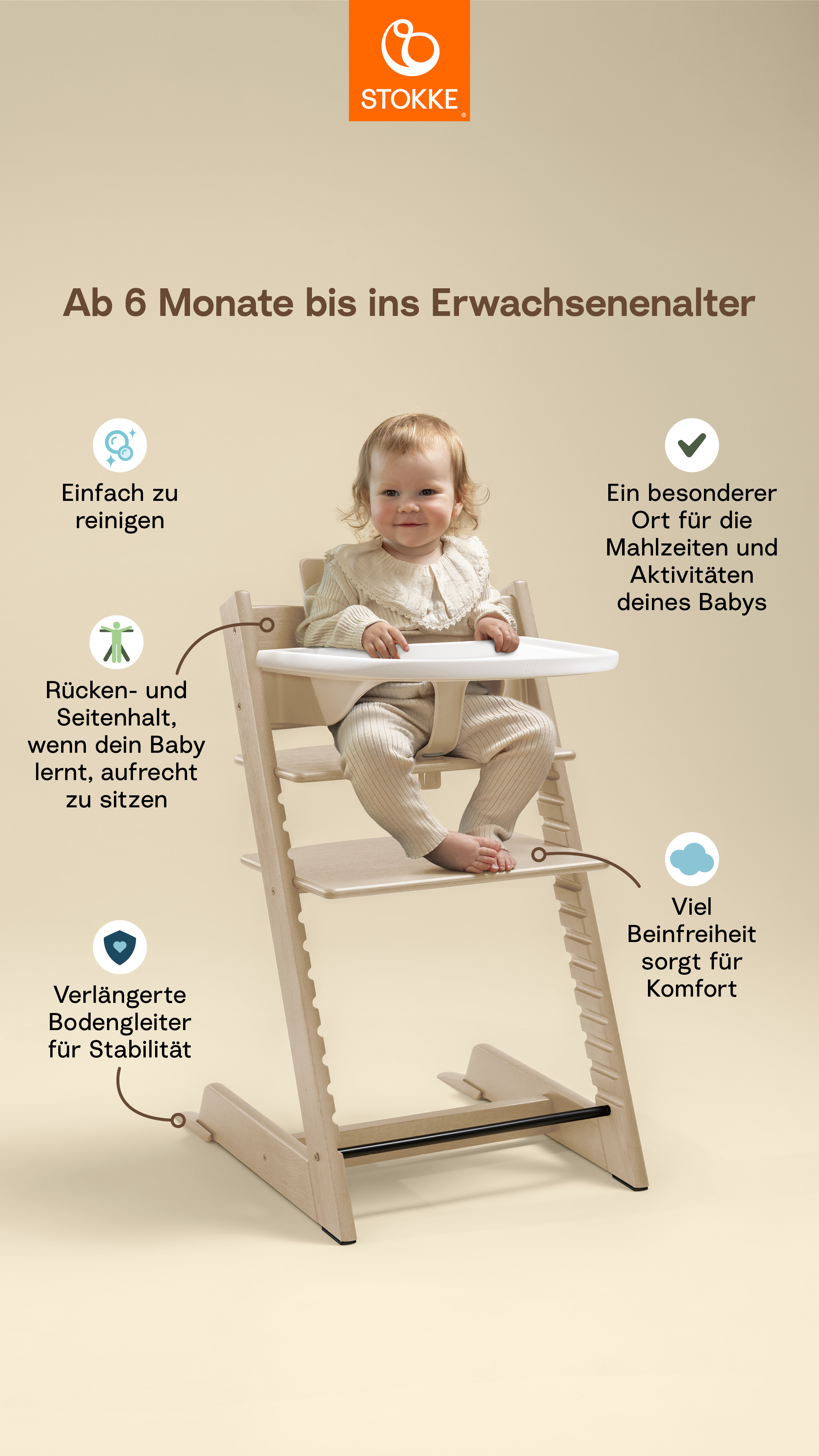 Stokke Tripp Trapp Hochstuhl + Baby-Set und Tisch Natural/White