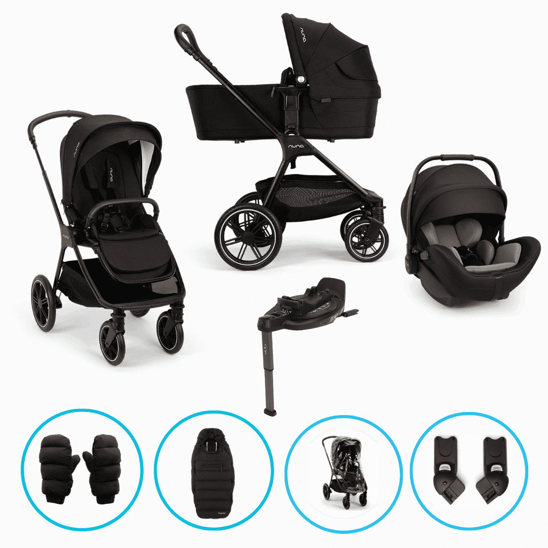 Nuna TRIV lx 8in1 Kinderwagenset Caviar inkl. Arra flex Caviar, Base curv & gratis Zubehör