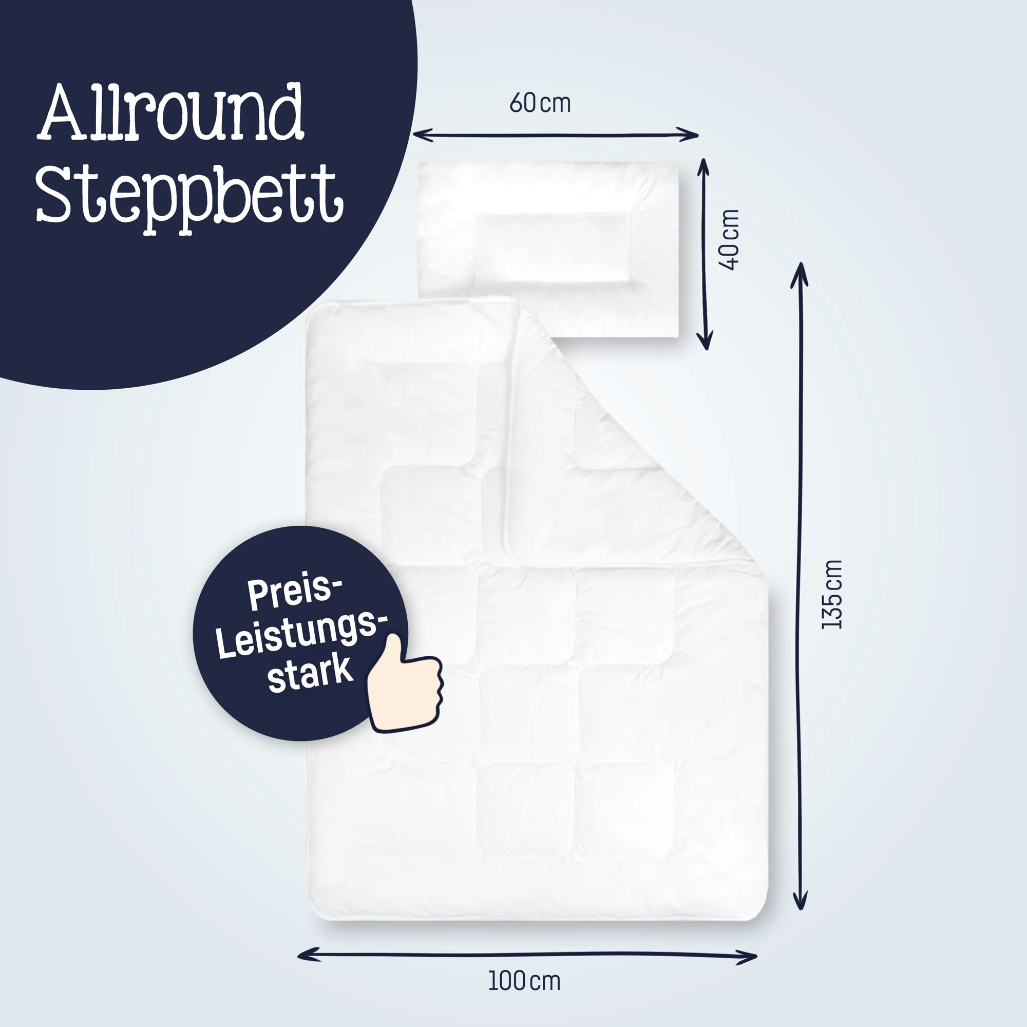 Zöllner Kindersteppbett - Set Basic 100/135 + 40/60 Zöllner Kindersteppbett - Set Basic 100/135 + 40/60