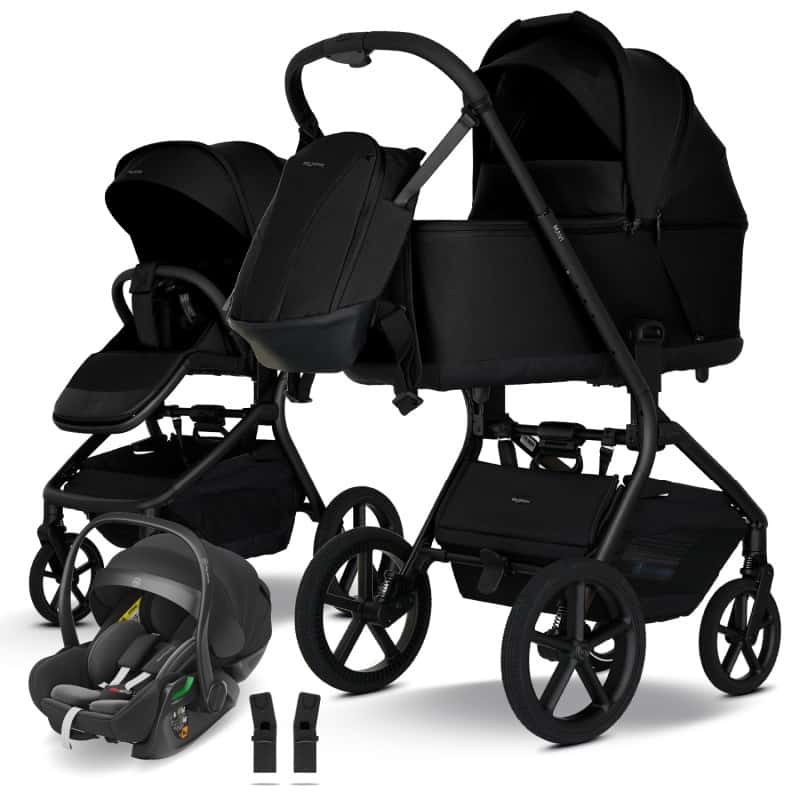 my junior MAVI 4in1 Kinderwagen-Set Pure Black inkl. AURA ergo 2 Schwarz