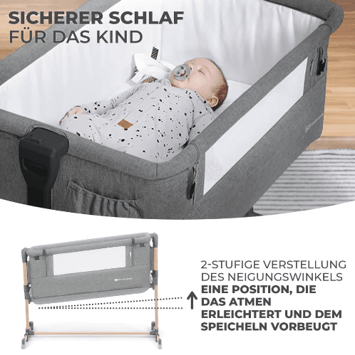 Kinderkraft 3in1 Beistellbett NESTE GROW holz-grau