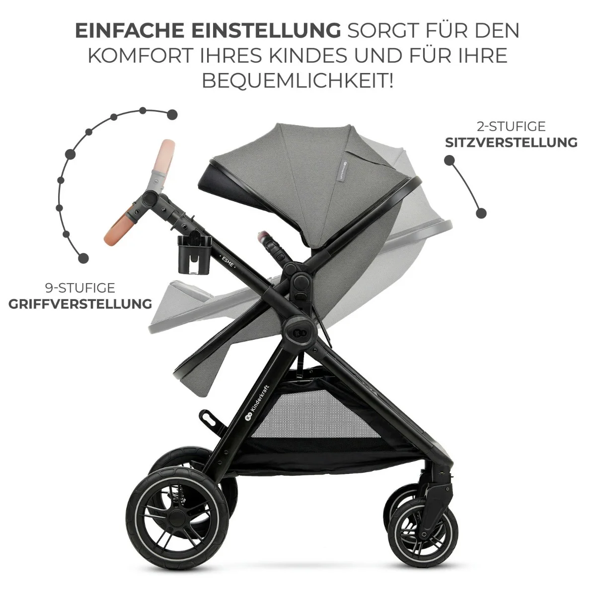 Kinderkraft Kombikinderwagen 3in1 ESME PRO Grey Kinderkraft Kombikinderwagen 3in1 ESME PRO Grey