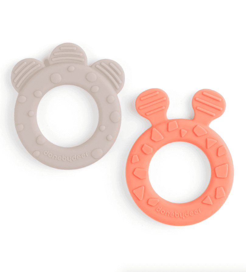 Done by Deer Beißring 2er-Pack Deer friends - Sand/Koralle