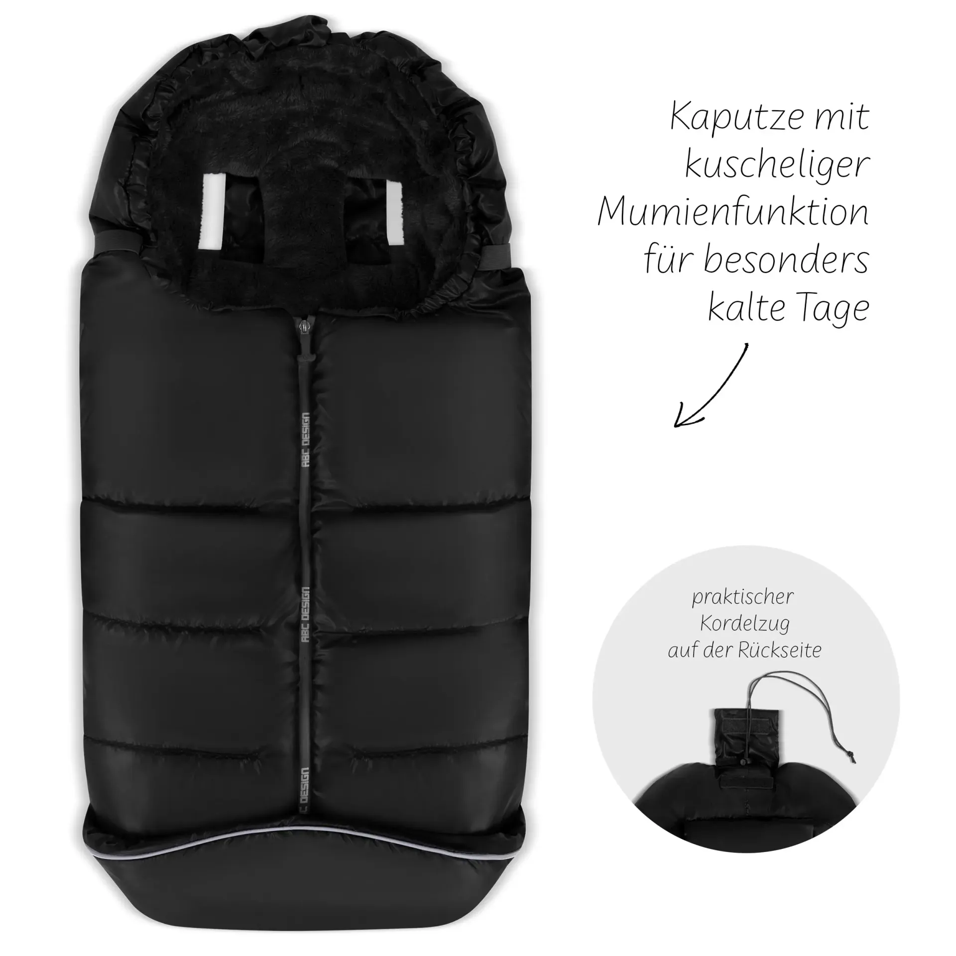 schwarzer fußsack mit kordelzug für mumienfunktion schwarzer fußsack mit kordelzug für mumienfunktion