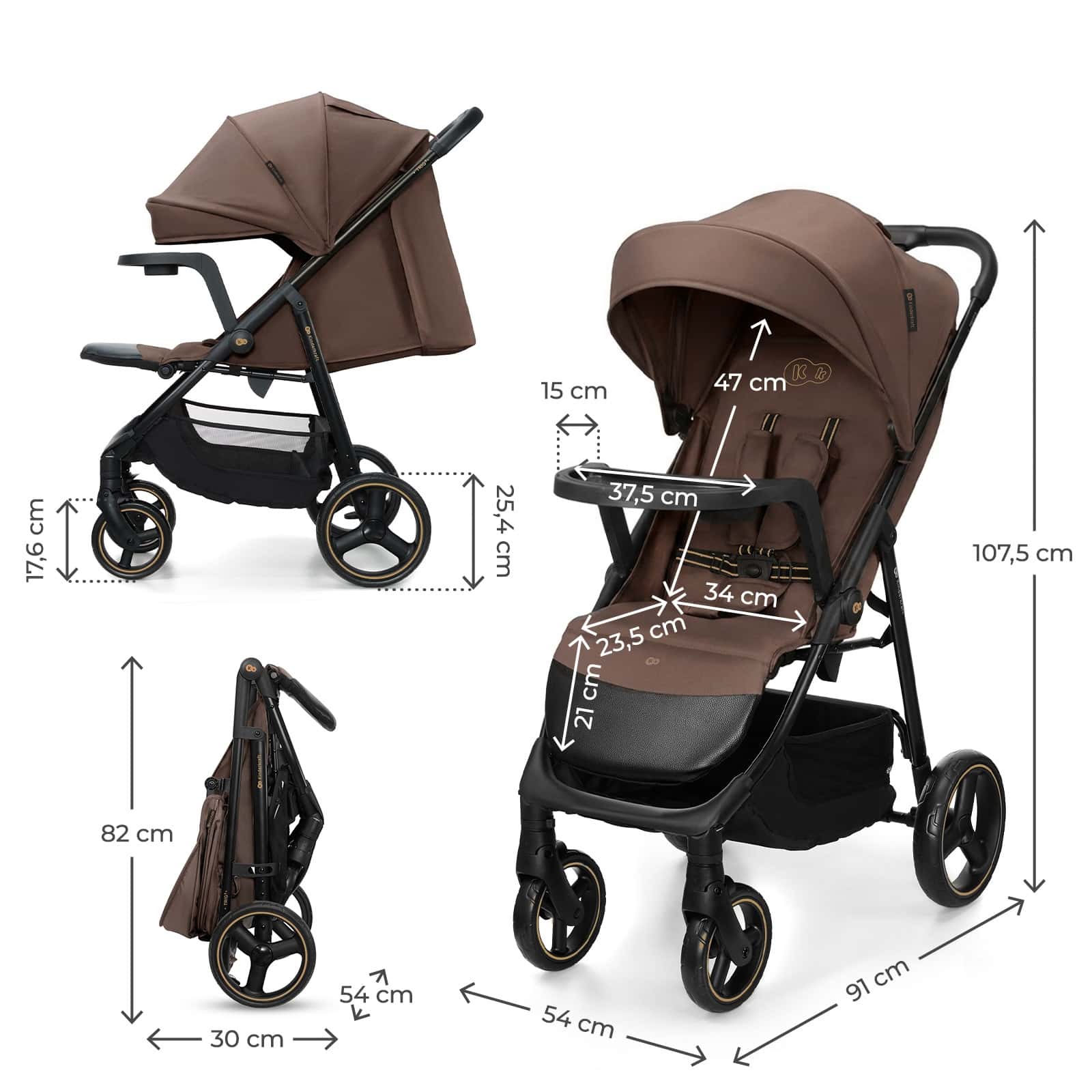 Kinderkraft Buggy TRIG 3 mit Tablett Braun