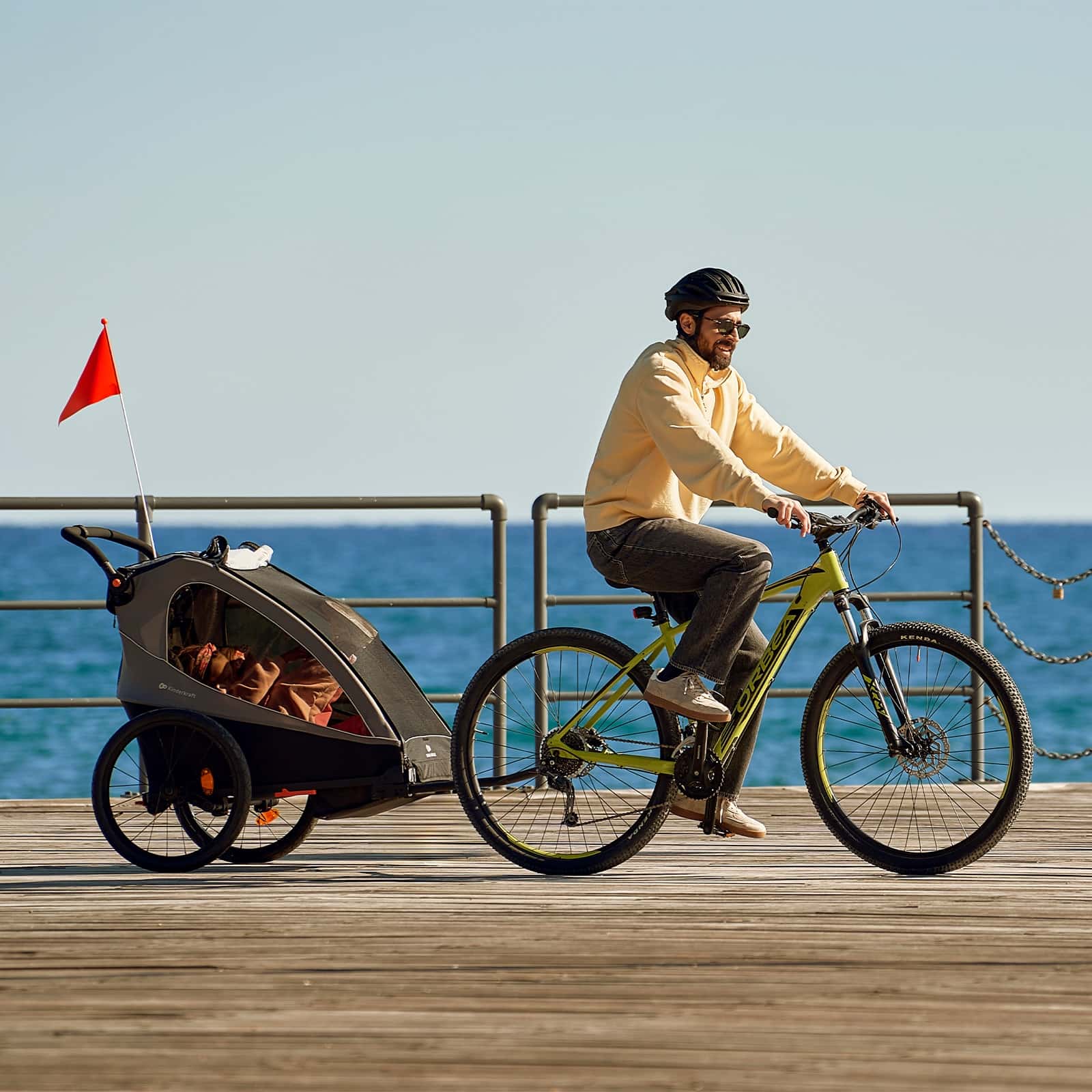 Kinderkraft Fahrradanhänger 2in1 NAVA WALK Grau