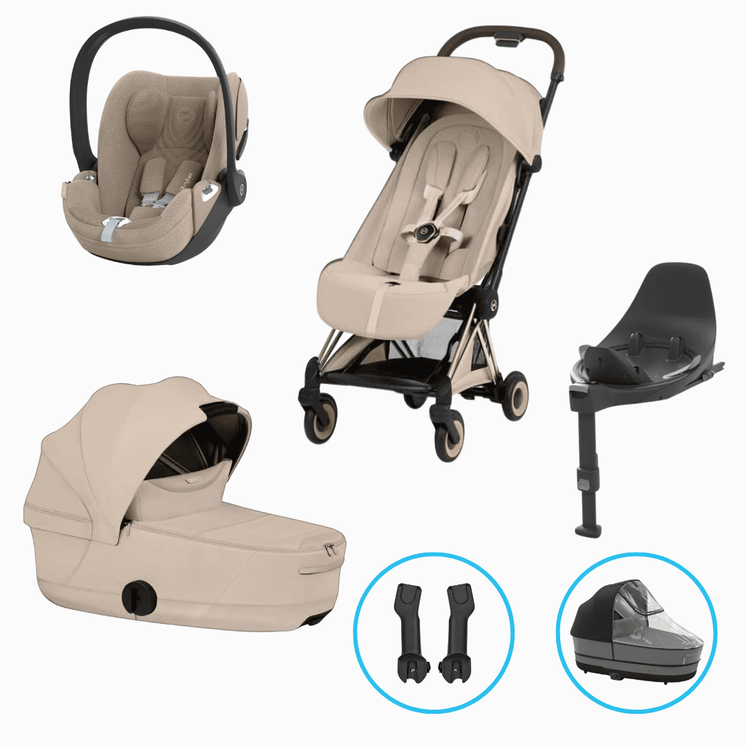 Cybex Coya Style 6in1 Kinderwagen Set Rosegold/Cozy Beige inkl. Cloud T Plus Cozy Beige und Base T