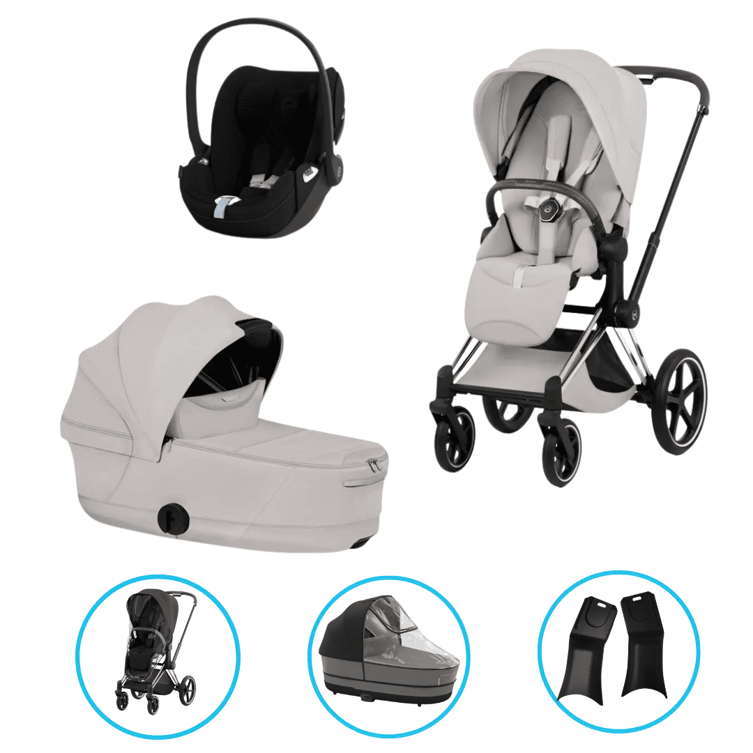  Cybex Priam Style Kinderwagen Set 6in1 Chrome Brown / City Grey inkl. Cloud T Sepia Black