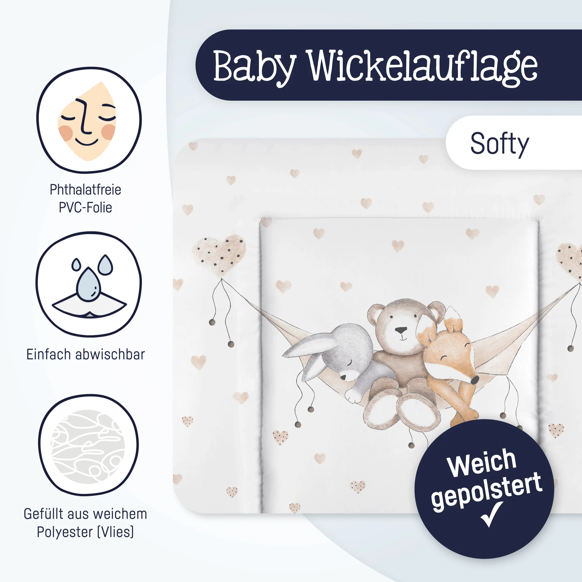Zöllner Wickelauflage Softy 65/75cm Schlummerbande Zöllner Wickelauflage Softy 65/75cm Schlummerbande