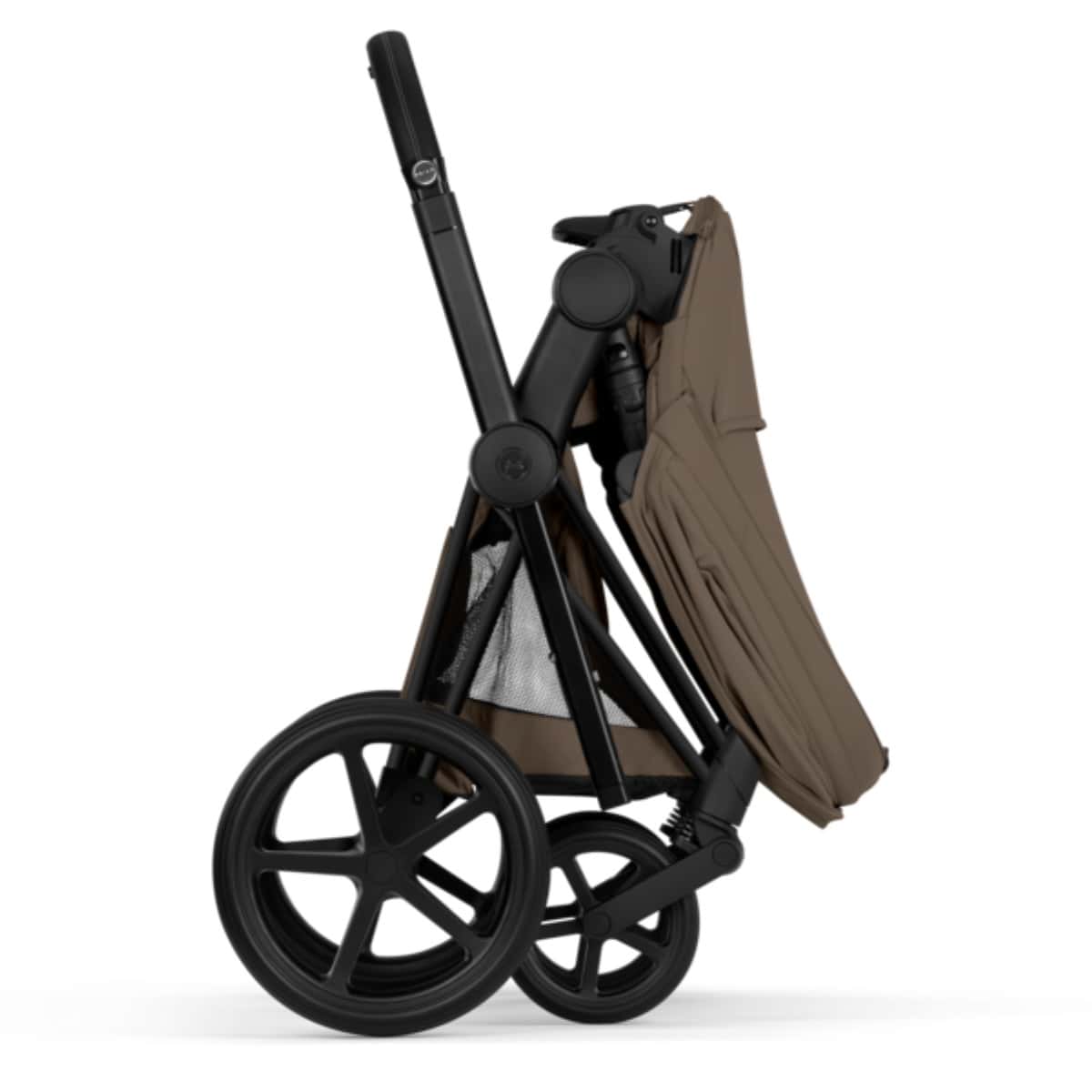 Cybex Priam Komfort Kinderwagen Set 4in1 Matt Black / Coconut Brown inkl. Cloud T Plus Coconut Brown und Base T