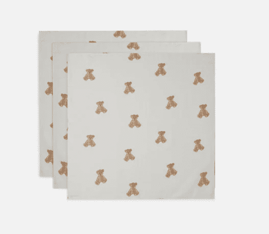 Jollein Spucktuch 3er Pack 70x70 cm - Teddy Bear