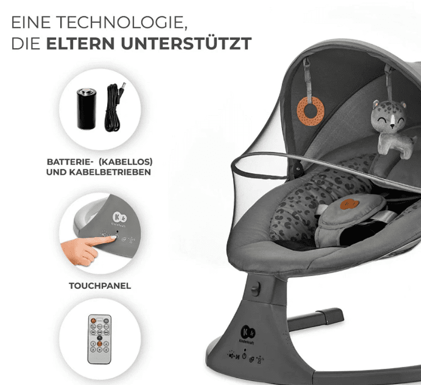 Kinderkraft 2in1 elektrische Babywippe LUMI 2 dunkelgrau Kinderkraft 2in1 elektrische Babywippe LUMI 2 dunkelgrau