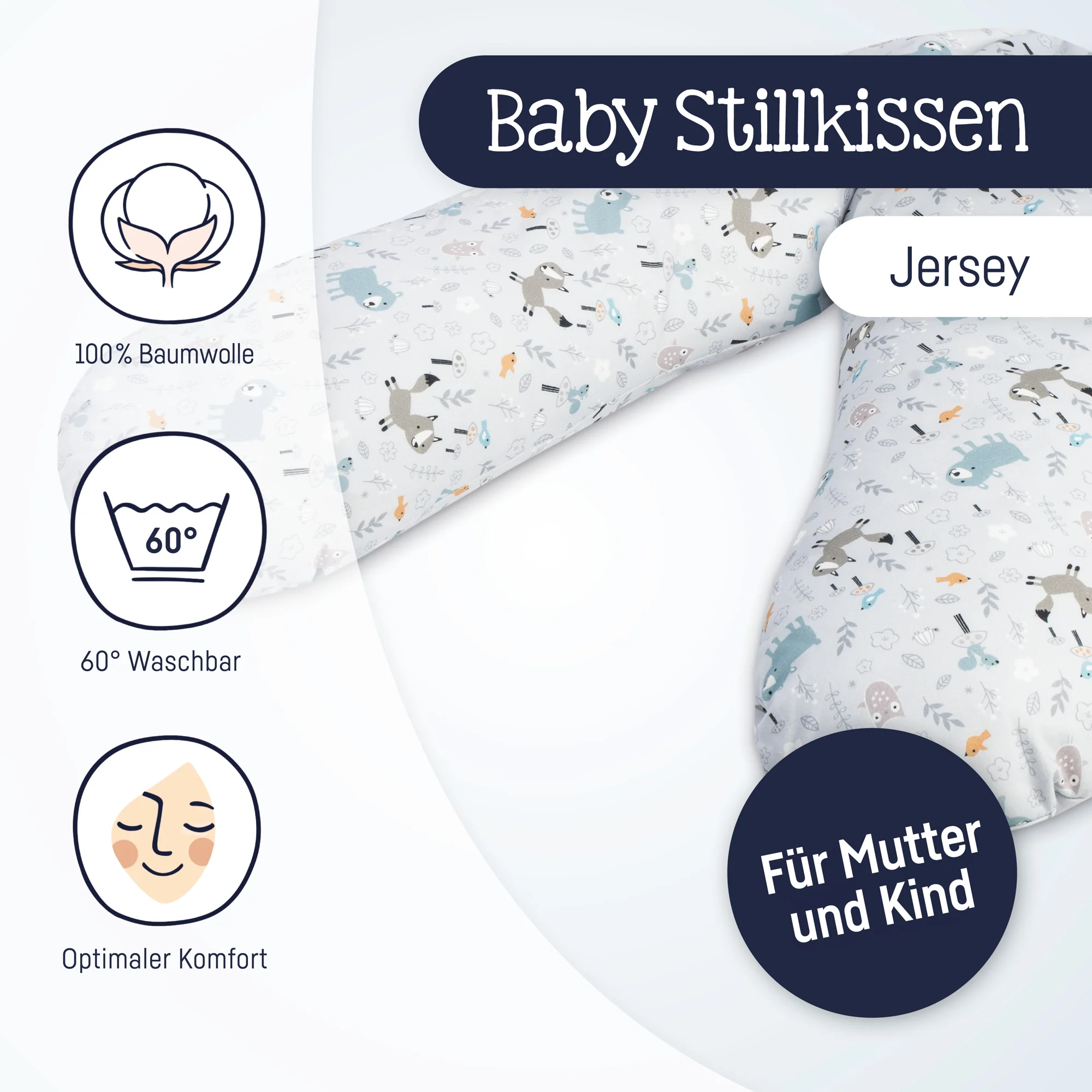 Zöllner personalisiertes Stillkissen Jersey Cotton mit Namen Smart FriendsSchrift 1