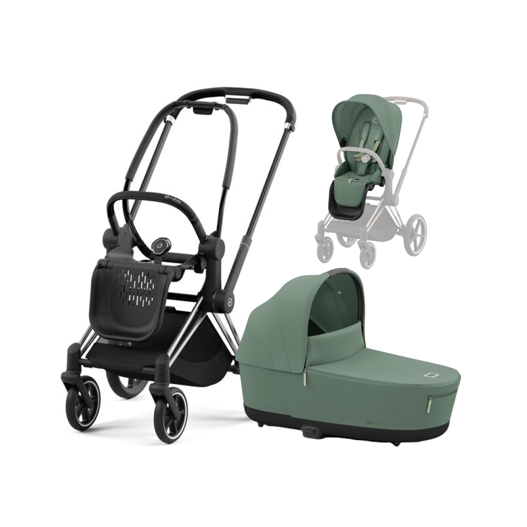 CYBEX PRIAM Kombikinderwagen chrome schwarz leaf green CYBEX PRIAM Kombikinderwagen chrome schwarz leaf green
